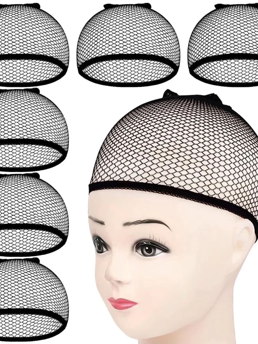 MORGLES 6PCS Wig Cap Non Slip, Black Mesh Net Wig Caps for Women Men, Weaving Ha